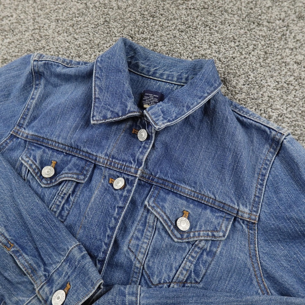 Gap Jacket Womens S Blue Denim Jean Button Front Trucker Western Type 3 Coat Top